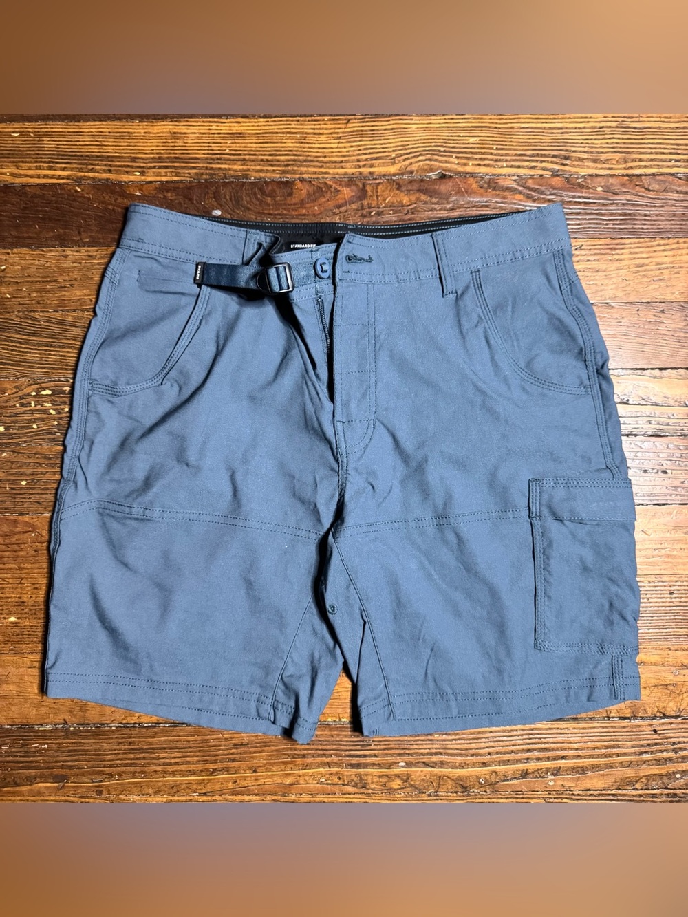 Prana Shorts Mens 33 Blue Zion Stretch Cargo Hiking Trekking Belted Hiker 10 In